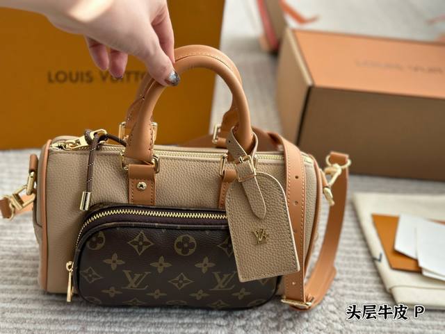 牛皮 配全套包装尺寸：24*15Cml家 Keepall 枕头包真的是小可爱！贼适合的Keepall25黑武士男盆友的战包搜索 Lv Keepall25