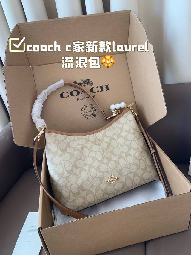 Size：29*20coach C家新款Laurel流浪包真的绝美 腋下包Hobo随性慵懒轻松拿捏一长一短两条肩带单肩斜挎手提腋下背都可以随意百搭内部有带拉链的 - 点击图像关闭